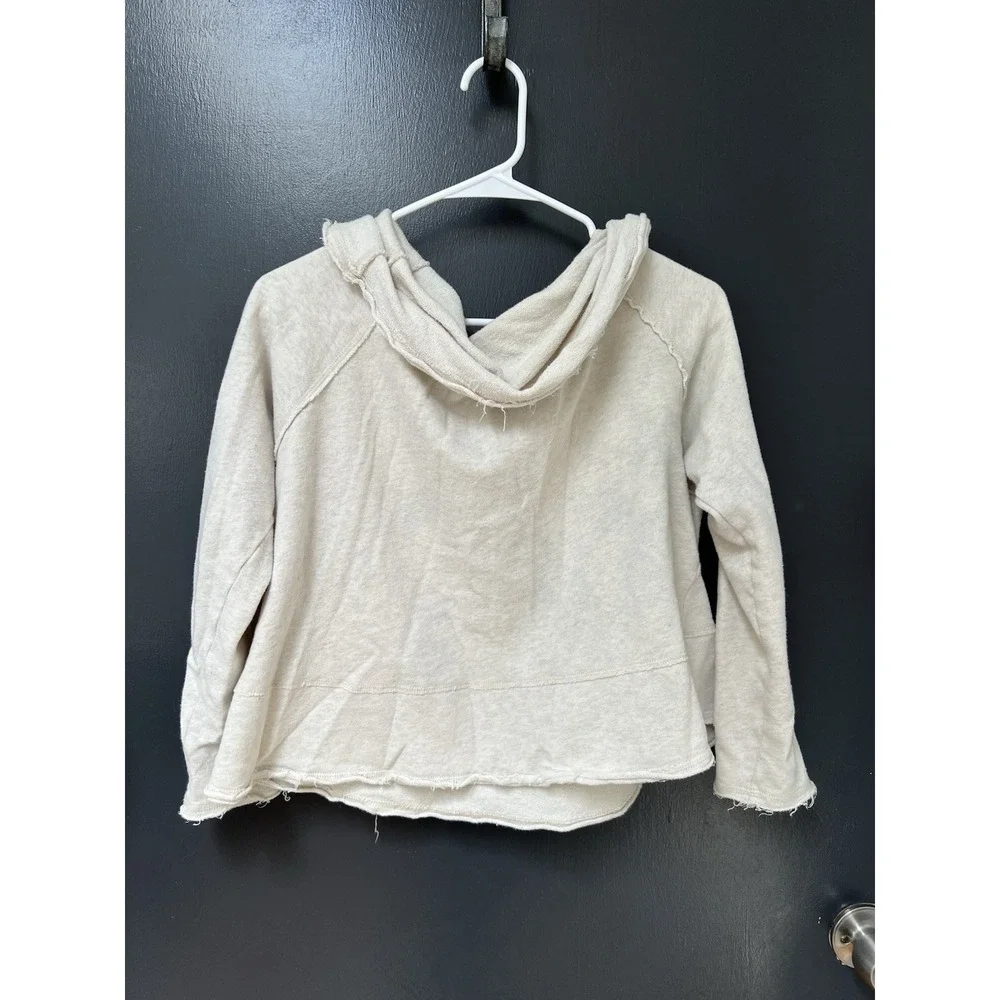 Free People Women's Cream Cropped Sweater Oversize Cowl Neck Small